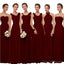 Nicht übereinstimmende Chiffon dunkelrot billige lange billige Brautjungfernkleider Online, WG630