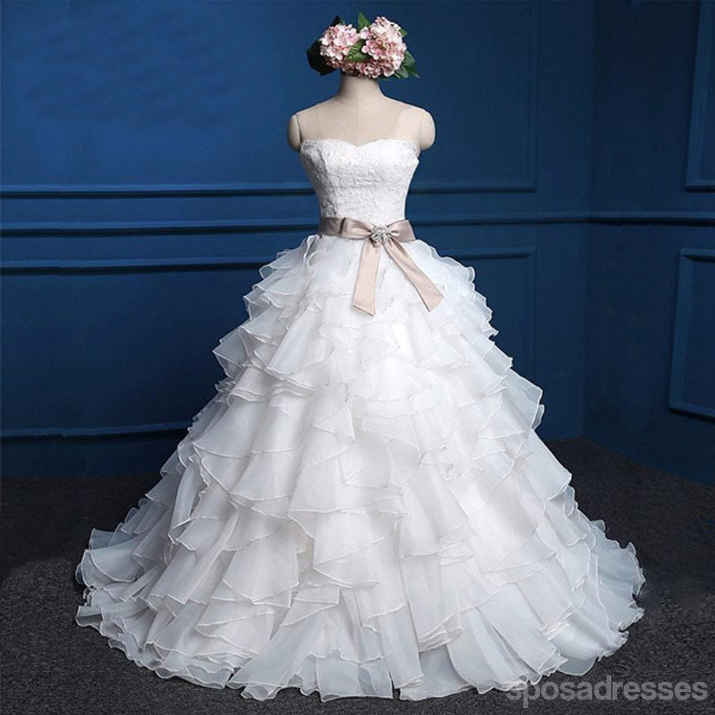 Vestido de noiva de topo de renda doce, vestido de casamento Chiffon popular barata, WD0027