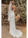 Robes de mariée sirène en dentelle à bretelles spaghetti en ligne, robes de mariée de plage pas chères, WD477