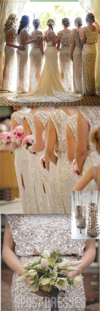 Populärer Sparkly Bling Flitter lange auf dem Verkaufshochzeitsgast kleidet formelle charmante Brautjungfernkleider, WG29 an