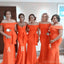 Robes de demoiselle d'honneur pas cher sirène orange brûlé dépareillé en ligne, WG523