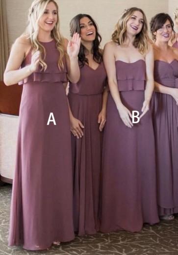 Dusty Purple Αντιστοιχία σιφόν Φορέματα παράνυμφων σε απευθείας σύνδεση, WG268