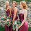 Vestidos de dama de honra longos baratos personalizados roxos incompatíveis on-line, WG369