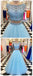 Sexy Deux Pièces Capot beaucoup de Perles Bleu Long de la Soirée, Robes de Bal, pas Cher Sweet 16 Robes, 18443