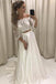 Sexy Off Shoulder Long Sleeve Two Pieces White Evening Prom Dresses, 17467