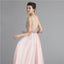 V-Ausschnitt Chiffon stark perlenbesetzte rosa Abendkleider, Abendpartykleider, 12122