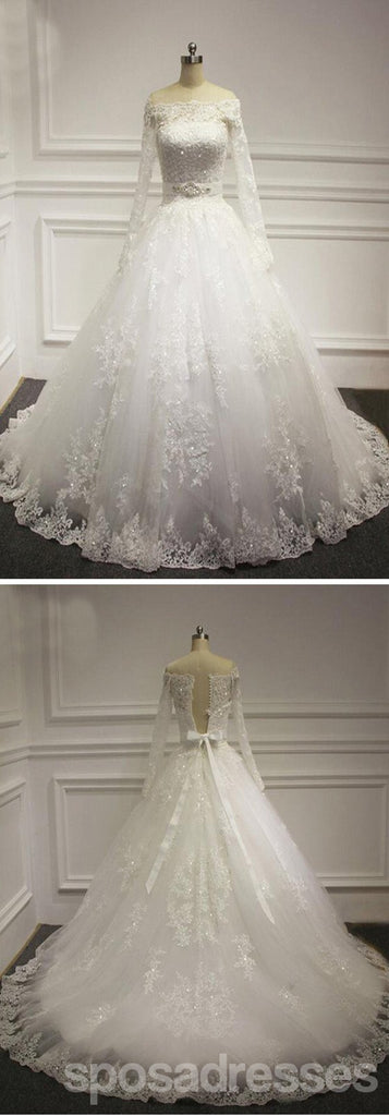 Φόρεμα γαμήλιων πάρτι με μακριά μανίκια με μακριά μανίκια, λευκή δαντέλα, WD0029
