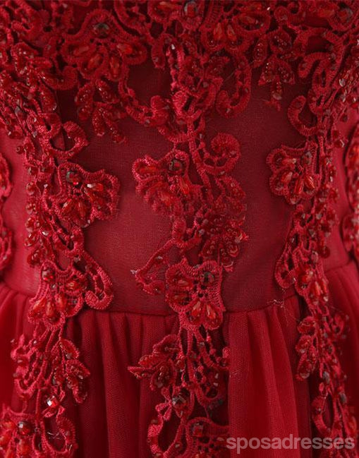 Rouge Dentelle gaine Encolure en V Sexy Voir à Travers la Longue Soirée, Robes de Bal, Populaire pas Cher Longue Personnalisé Parti Robes de Bal, 17335