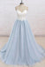 Απλό Σπαγγέτι Λουριά Φως Μπλε Μια γραμμή Μακρύ Βράδυ Φορέματα Prom, 17525