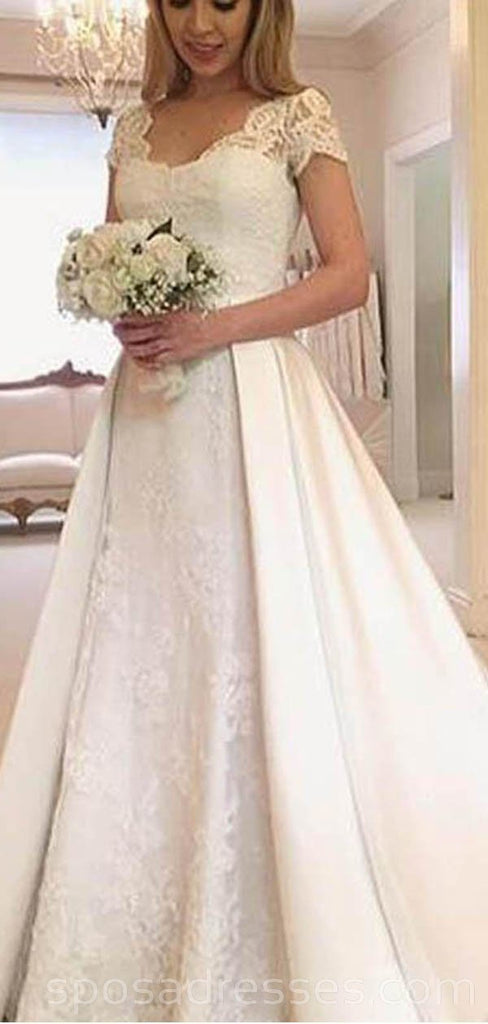 Princesse manches courtes en dentelle robes de mariée pas cher en ligne, robes de mariée pas cher, WD524
