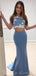 Sexy Off Shoulder Two Pieces Blue Long Evening Prom Robes, Cheap Custom Sweet 16 Robes, 18452