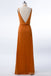 Robes de demoiselle d'honneur pas cher orange brûlé bretelles en ligne, WG267