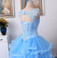Lace Straps Blue Ball Gown Long Evening Prom Dresses, Cheap Custom Sweet 16 Dresses, 18543