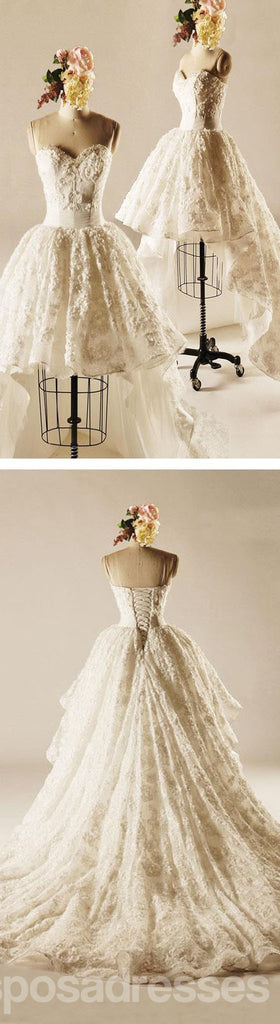Vestidos de noiva exclusivos de alta e baixa querida, Popular Lace Up vestido de noiva, WD0003