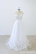 2018 Simples V Neck Lace Capela Cauda de Uma linha de Vestidos de Noiva Branco Online, WD372