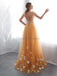 Scoop Butter Fly Orange A-line Tulle Evening Prom Robes, Robes de bal soirée, 12025