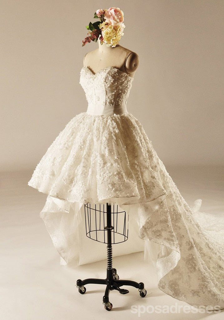 Sexy High-Low-Herzförmiger Ausschnitt Spitze Brautkleider, Custom Made Brautkleider, Günstige brautkleider, Brautkleider, WD222