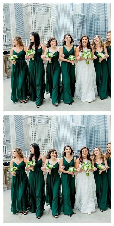 Nicht übereinstimmende smaragdgrüne Chiffon billige Brautjungfernkleider Online, WG631