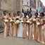 Champagne Gold Floor Length Απλή Γοργόνα Φτηνές Bridesmaid Φορέματα Online, WG524