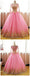 Manches longues en dentelle dorée jupe rose une ligne longue robes de bal de soirée, pas cher Sweet 16 robes, 18415