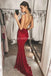 Sexy Backless Spaghetti Straps Mermaid Red Mermaid Long Prom Dresses, Evening Party Prom Dresses, 12314