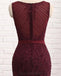 Scoop Maroon Lace Beaded Γοργόνα Long Evening Prom Dresses, Evening Party Prom Dresses, 12165