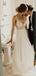 Σέξυ λαιμόκοψη με φθηνά γαμήλια φορέματα, Νυφικά φορέματα A-line με χάντρες, WD434