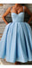 Alças simples azul único vestidos baratos homecoming on-line, vestidos baratos de baile curto, CM770