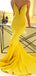 Spaghetti Straps Yellow Mermaid Robes de bal de soirée longues pas chères, Robes de bal de soirée, 18617
