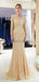 Μακρύ Μανίκια Ανοίξτε Πίσω Γοργόνα Χρυσός Ξηστό Βραδινά Φορέματα, Βραδινά Πάρτι Prom Φορέματα, 12058