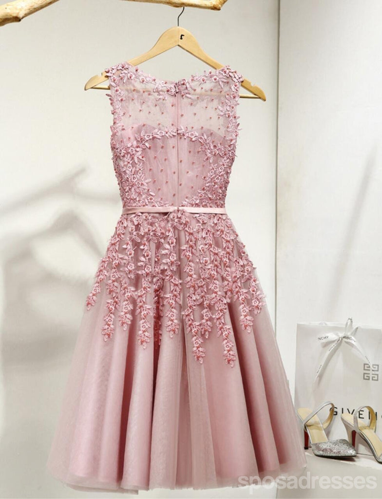Le lacet rose poussiéreux perlé voit par les robes de bal d'étudiants de retour au foyer, les robes de bal d'étudiants du parti courtes abordables, les robes de retour au foyer parfaites, CM267