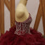 Maroon Ball Kleid Perlen Organza lange Abend Ball Kleider, billige süße 16 Kleider, 18359