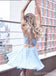 Sexy Casual Chiffon azul espaguete correias curtos baratos regresso a casa vestidos online, CM566