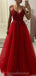 Spaghettiträger Rote Spitze Perlen Lange Günstige Abend Abendkleider, Abendparty Abendkleider, 12349