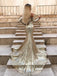 Sparkly Gold Pailletten lang Ärmel Meerjungfrau Abend Ball Kleider, billige benutzerdefinierte süße 16 Kleider, 18539