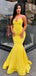 Simple Mermaid Yellow Cheap Long Evening Prom Dresses, Sweet 16 Prom Dresses, 12380