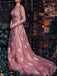 Arrière long lacet de manche rose ouvert sexy longues robes de bal d'étudiants du soir, 17484