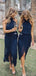 Halter Navy Chiffon Short Bridesmaid Vestidos Online, Vestidos Baratos De Bridesmaids, WG751