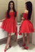 Fora do ombro mangas curtas vermelho curto barato Homecoming vestidos on-line, CM567