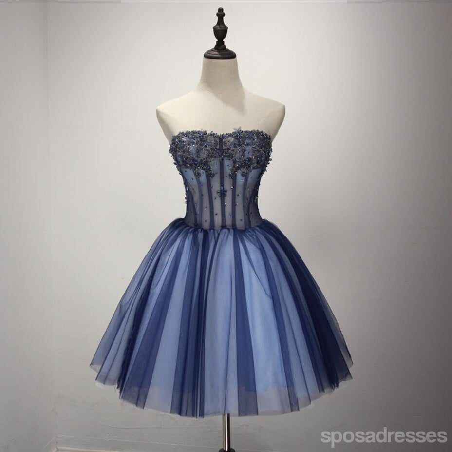 Ναυτικό μπλε δείτε μέσα από Homecoming Prom Φορέματα, προσιτές κορσέ πίσω σύντομη κόμμα Prom Φορέματα, τέλεια Homecoming Φορέματα, CM234
