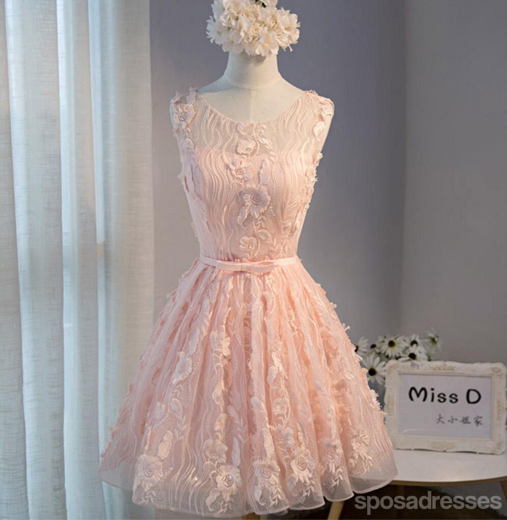 Δαντελλών ροδάκινων Μικρή Ροδάκινο Χαριτωμένο Homecoming Prom Φορέματα, Οικονομικά Σύντομο Κόμμα Φορέματα Prom, Τέλεια Homecoming Φορέματα, CM302