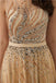 Cowl See Through Gold Beaded A-line Robes de bal de soirée, Evening Party Dresses, 12093