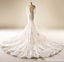 Long lacet de sirène de manche robes de mariée perlées, robes de mariée faites personnalisées, robes de mariée de mariage abordables, WD228