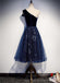 One Shoulder Μαύρο Sequin Μοναδικό Ναυτικό Μπλε Φθηνά Φορέματα Σε Απευθείας Σύνδεση, Φθηνά Φορέματα Μικρού Χορού, CM767
