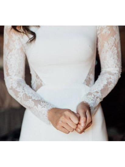 Robes de mariée bon marché uniques en dentelle à manches longues en ligne, robes de mariée pas chères, WD487