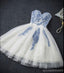 Chérie Neckline de dentelle bleue Prom Dresses, Sweet 16 Dresses bon marché, CM353