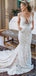 V-Ausschnitt Spitze Meerjungfrau Günstige Brautkleider Online, Günstige Spitze Brautkleider, WD478