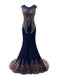 Laço Azul Através de Sereia Longa Noite Vestidos de Baile, 17527