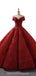 Jóia vermelha escura fora do ombro vestido de baile longos vestidos de baile, vestidos de festa à noite, 12213