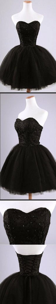Petite robe noire en dentelle formelle, robes de bal courtes de retour, CM0024